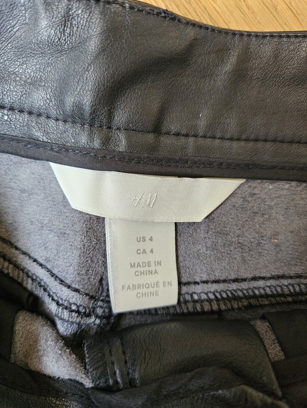 H&M black faux leather straight leg pants 4 - Picture 4 of 9